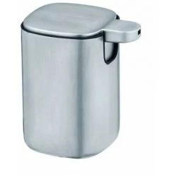 WENKO Distributeur Savon Liquide Alassio, Capacité 230 Ml, Acier Inox, 9,3x39,2x9,3 Cm, Mat