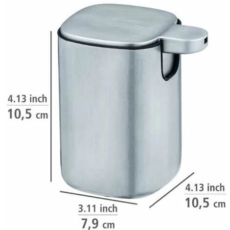 WENKO Distributeur Savon Liquide Alassio, Capacité 230 Ml, Acier Inox, 9,3x39,2x9,3 Cm, Mat 6 WENKO Distributeur Savon Liquide Alassio, Capacité 230 Ml, Acier Inox, 9,3x39,2x9,3 Cm, Mat – Image 4