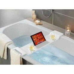 WENKO Plateau Baignoire Matera, Tablette Baignoire Spatieuse Multifonction, Support Pour Tablette, Encoche Verre à Pied, Polyrésine, 94x5x20 Cm, Blanc 11 WENKO Plateau Baignoire Matera, Tablette Baignoire Spatieuse Multifonction, Support Pour Tablette, Encoche Verre à Pied, Polyrésine, 94x5x20 Cm, Blanc -WENKO Soldes 33920695 5