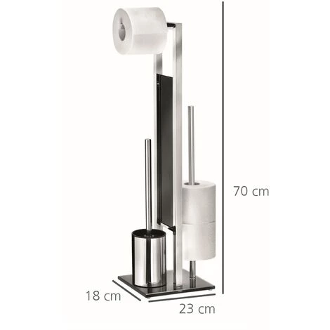 WENKO Serviteur WC 3en1, Distributeur Papier Toilette, Brosse WC Et Range Papier Toilette, Rivalta, Acier Inoxydable, 18 X 70 X 23 Cm, Lot De 2 éponges Offertes 6 WENKO Serviteur WC 3en1, Distributeur Papier Toilette, Brosse WC Et Range Papier Toilette, Rivalta, Acier Inoxydable, 18 X 70 X 23 Cm, Lot De 2 éponges Offertes – Image 4