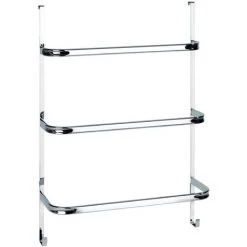 WENKO Porte Serviette Salle De Bain Irpinia, Porte Serviette Mural Sans Perçage à Suspendre, Acier, 54,5x77,5x21,5 Cm, Chromé