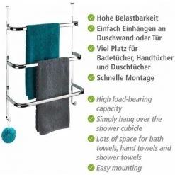 WENKO Porte Serviette Salle De Bain Irpinia, Porte Serviette Mural Sans Perçage à Suspendre, Acier, 54,5x77,5x21,5 Cm, Chromé 9 WENKO Porte Serviette Salle De Bain Irpinia, Porte Serviette Mural Sans Perçage à Suspendre, Acier, 54,5x77,5x21,5 Cm, Chromé -WENKO Soldes 34038497 3