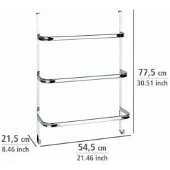 WENKO Porte Serviette Salle De Bain Irpinia, Porte Serviette Mural Sans Perçage à Suspendre, Acier, 54,5x77,5x21,5 Cm, Chromé 10 WENKO Porte Serviette Salle De Bain Irpinia, Porte Serviette Mural Sans Perçage à Suspendre, Acier, 54,5x77,5x21,5 Cm, Chromé -WENKO Soldes 34038497 4