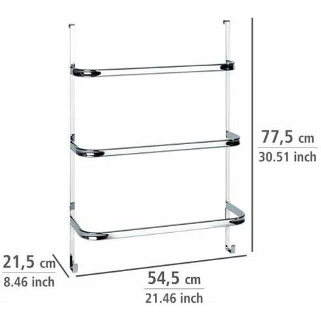 WENKO Porte Serviette Salle De Bain Irpinia, Porte Serviette Mural Sans Perçage à Suspendre, Acier, 54,5x77,5x21,5 Cm, Chromé 6 WENKO Porte Serviette Salle De Bain Irpinia, Porte Serviette Mural Sans Perçage à Suspendre, Acier, 54,5x77,5x21,5 Cm, Chromé – Image 4