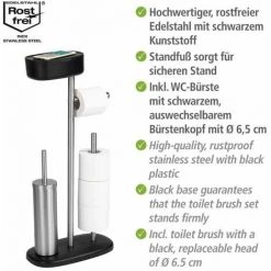 WENKO Combiné WC 4en1, Brosse WC Et Dérouleur Papier Toilette, Rangement Papier Toilette Avec Boîte De Rangement Rivazza Blanc, Acier Inox - Plastique, 17x72,5x32 Cm, Noir 9 WENKO Combiné WC 4en1, Brosse WC Et Dérouleur Papier Toilette, Rangement Papier Toilette Avec Boîte De Rangement Rivazza Blanc, Acier Inox - Plastique, 17x72,5x32 Cm, Noir -WENKO Soldes 34038510 3