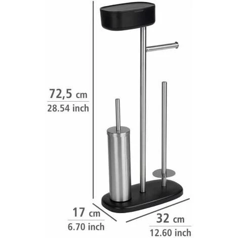 WENKO Combiné WC 4en1, Brosse WC Et Dérouleur Papier Toilette, Rangement Papier Toilette Avec Boîte De Rangement Rivazza Blanc, Acier Inox - Plastique, 17x72,5x32 Cm, Noir 6 WENKO Combiné WC 4en1, Brosse WC Et Dérouleur Papier Toilette, Rangement Papier Toilette Avec Boîte De Rangement Rivazza Blanc, Acier Inox - Plastique, 17x72,5x32 Cm, Noir – Image 4