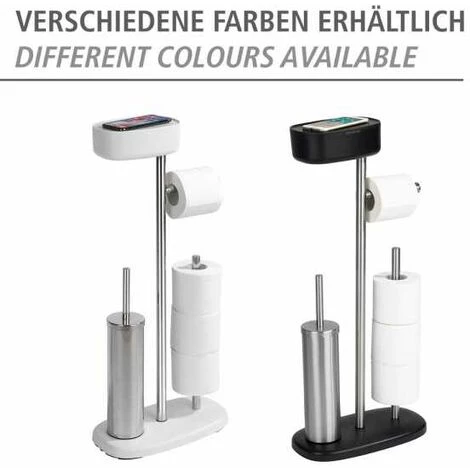 WENKO Combiné WC 4en1, Brosse WC Et Dérouleur Papier Toilette, Rangement Papier Toilette Avec Boîte De Rangement Rivazza Blanc, Acier Inox - Plastique, 17x72,5x32 Cm, Noir 7 WENKO Combiné WC 4en1, Brosse WC Et Dérouleur Papier Toilette, Rangement Papier Toilette Avec Boîte De Rangement Rivazza Blanc, Acier Inox - Plastique, 17x72,5x32 Cm, Noir – Image 5