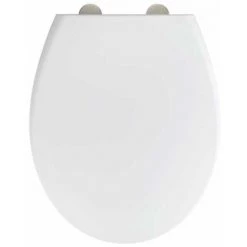 WENKO Abattant WC Avec Frein De Chute Premium Ikaria, Abattant WC Clipsable Fixation Inox, Duroplast Antibactérien, 37x44,5 Cm, Blanc Mat