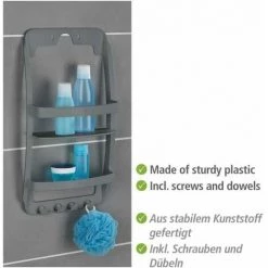 WENKO Etagère De Douche à Suspendre à La Paroi De Douche Ou à Fixer Au Mur, Fixation Incluse, En Plastique Résistant, 26x54,5x11,5 Cm, Anthracite 9 WENKO Etagère De Douche à Suspendre à La Paroi De Douche Ou à Fixer Au Mur, Fixation Incluse, En Plastique Résistant, 26x54,5x11,5 Cm, Anthracite -WENKO Soldes 34038536 3
