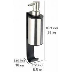 WENKO Distributeur Savon Liquide Mural Telde, Fixation Sans Perçage "Turbo Loc", Avec Crochet Porte Serviette, Acier Inox, 6,5x26x10cm, Noir - Mat 11 WENKO Distributeur Savon Liquide Mural Telde, Fixation Sans Perçage "Turbo Loc", Avec Crochet Porte Serviette, Acier Inox, 6,5x26x10cm, Noir - Mat -WENKO Soldes 34038542 5