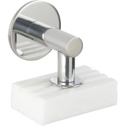 WENKO Porte Savon Mural, Porte Savon Magnétique, Fixation Sans Perçage "Turbo Loc", Acier Inox, 4,5x4x7 Cm, Brillant