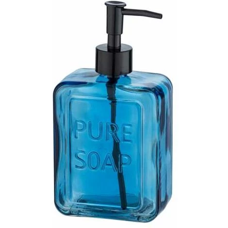 WENKO Distributeur De Savon Liquide "Pure Soap", Capacité 550 Ml, Distributeur De Savon Liquide En Verre, 9,5x20x6 Cm, Bleu 3 WENKO Distributeur De Savon Liquide "Pure Soap", Capacité 550 Ml, Distributeur De Savon Liquide En Verre, 9,5x20x6 Cm, Bleu