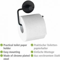 WENKO Porte Papier Toilette Mural Noir Milazzo, Dérouleur Papier Toilette Mural Fixation Sans Perçage "Vacuum Loc Plus", Repositionnable Sans Laisser De Trace, Acier Verni, 13,5x10,5x3,7 Cm, Noir 9 WENKO Porte Papier Toilette Mural Noir Milazzo, Dérouleur Papier Toilette Mural Fixation Sans Perçage "Vacuum Loc Plus", Repositionnable Sans Laisser De Trace, Acier Verni, 13,5x10,5x3,7 Cm, Noir -WENKO Soldes 34038554 3