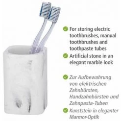 WENKO Gobelet Salle De Bain Desio, Porte Brosse à Dent, Polyrésine Effet Marbre, 7,7x11x7,6 Cm, Blanc - Gris 8 WENKO Gobelet Salle De Bain Desio, Porte Brosse à Dent, Polyrésine Effet Marbre, 7,7x11x7,6 Cm, Blanc - Gris -WENKO Soldes 34038561 2