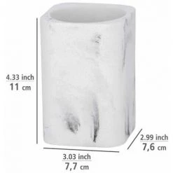 WENKO Gobelet Salle De Bain Desio, Porte Brosse à Dent, Polyrésine Effet Marbre, 7,7x11x7,6 Cm, Blanc - Gris 9 WENKO Gobelet Salle De Bain Desio, Porte Brosse à Dent, Polyrésine Effet Marbre, 7,7x11x7,6 Cm, Blanc - Gris -WENKO Soldes 34038561 3