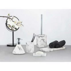 WENKO Gobelet Salle De Bain Desio, Porte Brosse à Dent, Polyrésine Effet Marbre, 7,7x11x7,6 Cm, Blanc - Gris 11 WENKO Gobelet Salle De Bain Desio, Porte Brosse à Dent, Polyrésine Effet Marbre, 7,7x11x7,6 Cm, Blanc - Gris -WENKO Soldes 34038561 5