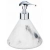 WENKO Distributeur Savon Liquide Desio, Capacité De 300 Ml, Polyrésine Effet Marbre, Ø 13,1 X 16 Cm, Blanc - Gris