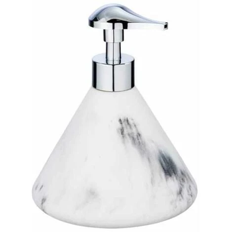 WENKO Distributeur Savon Liquide Desio, Capacité De 300 Ml, Polyrésine Effet Marbre, Ø 13,1 X 16 Cm, Blanc - Gris 3 WENKO Distributeur Savon Liquide Desio, Capacité De 300 Ml, Polyrésine Effet Marbre, Ø 13,1 X 16 Cm, Blanc - Gris