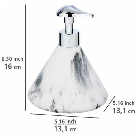 WENKO Distributeur Savon Liquide Desio, Capacité De 300 Ml, Polyrésine Effet Marbre, Ø 13,1 X 16 Cm, Blanc - Gris 5 WENKO Distributeur Savon Liquide Desio, Capacité De 300 Ml, Polyrésine Effet Marbre, Ø 13,1 X 16 Cm, Blanc - Gris – Image 3