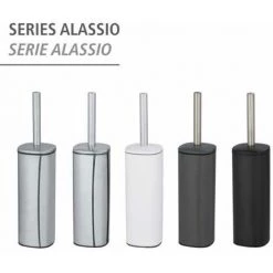 WENKO Brosse WC Fermée Alassio, Design Fermé, Brosse WC Noire, Acier, 9,3x39,2x9,3 Cm, Noir Mat -WENKO Soldes 34038570 4