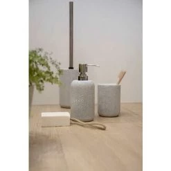 WENKO Gobelet Salle De Bain Raja, Porte Brosse à Dent, Polyrésine Aspect écaille, Ø 7,8x10,7 Cm, Gris -WENKO Soldes 34038571 5