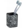 WENKO Gobelet Salle De Bain Terrazzo, Porte Brosse à Dent, Polyrésine Aspect Mosaique, 8x10,5x8 Cm, Noir -WENKO Soldes 34038574 1
