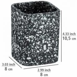 WENKO Gobelet Salle De Bain Terrazzo, Porte Brosse à Dent, Polyrésine Aspect Mosaique, 8x10,5x8 Cm, Noir 9 WENKO Gobelet Salle De Bain Terrazzo, Porte Brosse à Dent, Polyrésine Aspect Mosaique, 8x10,5x8 Cm, Noir -WENKO Soldes 34038574 3