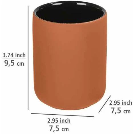 WENKO Porte Brosse à Dent Avellino, Gobelet Salle De Bain, Céramique Haut De Gamme Surface Agrippante Soft-Touch, Ø 7,5x9,5cm, Terracotta 5 WENKO Porte Brosse à Dent Avellino, Gobelet Salle De Bain, Céramique Haut De Gamme Surface Agrippante Soft-Touch, Ø 7,5x9,5cm, Terracotta – Image 3