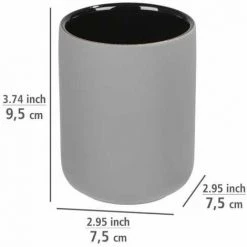 WENKO Porte Brosse à Dent Avellino, Gobelet Salle De Bain, Céramique Haut De Gamme Surface Agrippante Soft-Touch, Ø 7,5x9,5cm, Gris 9 WENKO Porte Brosse à Dent Avellino, Gobelet Salle De Bain, Céramique Haut De Gamme Surface Agrippante Soft-Touch, Ø 7,5x9,5cm, Gris -WENKO Soldes 34038582 3