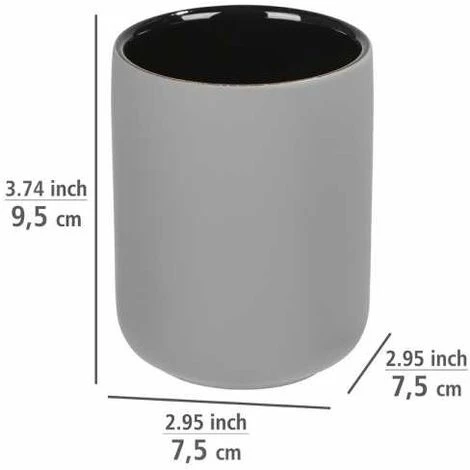 WENKO Porte Brosse à Dent Avellino, Gobelet Salle De Bain, Céramique Haut De Gamme Surface Agrippante Soft-Touch, Ø 7,5x9,5cm, Gris 5 WENKO Porte Brosse à Dent Avellino, Gobelet Salle De Bain, Céramique Haut De Gamme Surface Agrippante Soft-Touch, Ø 7,5x9,5cm, Gris – Image 3
