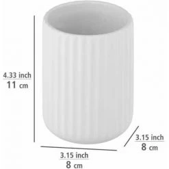 WENKO Gobelet Brosse à Dent Belluno, Gobelet Salle De Bain Céramique "soft Touch", Ø 8x11 Cm, Blanc -WENKO Soldes 34038585 3