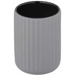 WENKO Gobelet Brosse à Dent Belluno, Gobelet Salle De Bain Céramique "soft Touch", Ø 8x11 Cm, Gris