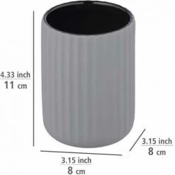 WENKO Gobelet Brosse à Dent Belluno, Gobelet Salle De Bain Céramique "soft Touch", Ø 8x11 Cm, Gris -WENKO Soldes 34038588 3