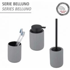 WENKO Gobelet Brosse à Dent Belluno, Gobelet Salle De Bain Céramique "soft Touch", Ø 8x11 Cm, Gris -WENKO Soldes 34038588 4