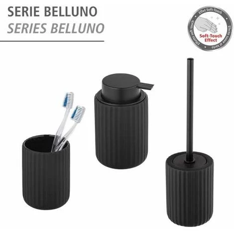 WENKO Support Brosse à Dents Belluno, Gobelet Salle De Bain Céramique "soft Touch", Porte Brosse à Dent, Ø 8x11 Cm, Noir 6 WENKO Support Brosse à Dents Belluno, Gobelet Salle De Bain Céramique "soft Touch", Porte Brosse à Dent, Ø 8x11 Cm, Noir – Image 4