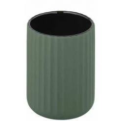 WENKO Gobelet Brosse à Dent Belluno, Gobelet Salle De Bain Céramique "soft Touch", Ø 8x11 Cm, Vert - Vert