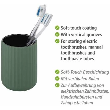 WENKO Gobelet Brosse à Dent Belluno, Gobelet Salle De Bain Céramique "soft Touch", Ø 8x11 Cm, Vert - Vert 4 WENKO Gobelet Brosse à Dent Belluno, Gobelet Salle De Bain Céramique "soft Touch", Ø 8x11 Cm, Vert - Vert – Image 2