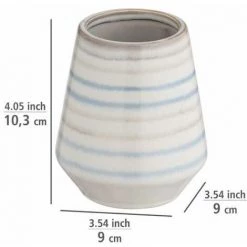 WENKO Porte Brosse à Dent Navalon, Gobelet Salle De Bain Céramique Rayée Peint à La Main, Ø 9x10,3 Cm, Multicolore -WENKO Soldes 34038598 3