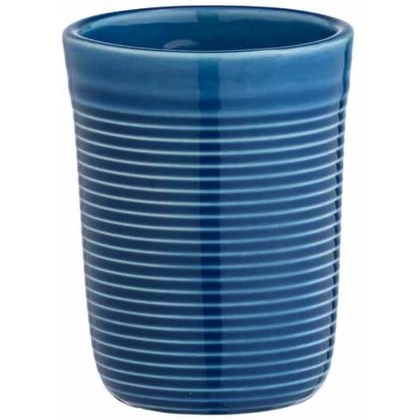 WENKO Porte Brosse à Dent Sada, Gobelet Salle De Bain Céramique, Pot Brosse à Dent Design Avec Surface Structurée, Céramique Haut De Gamme, Ø 8x10 Cm, Bleu Marine 5 WENKO Porte Brosse à Dent Sada, Gobelet Salle De Bain Céramique, Pot Brosse à Dent Design Avec Surface Structurée, Céramique Haut De Gamme, Ø 8x10 Cm, Bleu Marine – Image 3