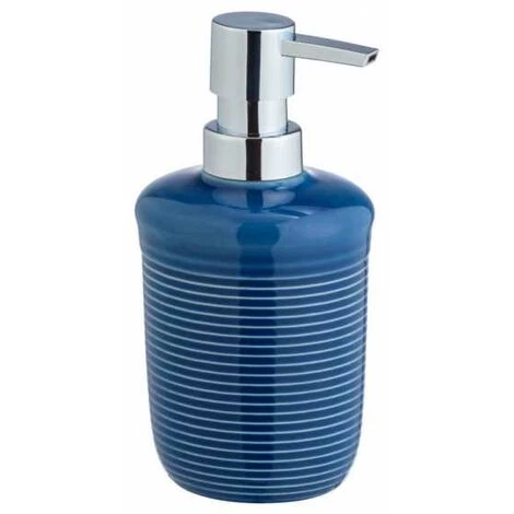 WENKO Distributeur Savon Liquide En Céramique Sada, Capacité 320 Ml, Céramique Structurée Haut De Gamme, Ø 8x10 Cm, Bleu Marine 3 WENKO Distributeur Savon Liquide En Céramique Sada, Capacité 320 Ml, Céramique Structurée Haut De Gamme, Ø 8x10 Cm, Bleu Marine