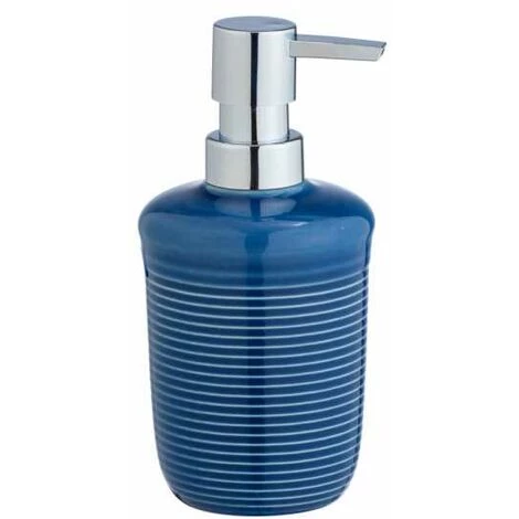 WENKO Distributeur Savon Liquide En Céramique Sada, Capacité 320 Ml, Céramique Structurée Haut De Gamme, Ø 8x10 Cm, Bleu Marine 4 WENKO Distributeur Savon Liquide En Céramique Sada, Capacité 320 Ml, Céramique Structurée Haut De Gamme, Ø 8x10 Cm, Bleu Marine – Image 2