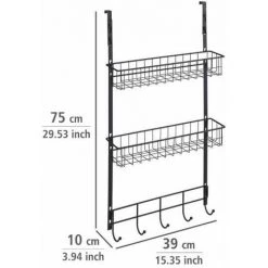 WENKO Étagère De Cuisine à Suspendre, Espace De Rangement Supplémentaire Fixation Sans Perçage, Métal, 39x75x10 Cm, Noir -WENKO Soldes 34038644 4