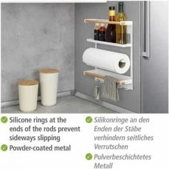 WENKO Etagère Magnétique Réfrigérateur Magna, Avec étagère Porte épice, Dérouleur Sopalin Magnétique Et Crochets Suspension Ustensiles De Cuisine, Métal - Bambou, 33x34x8 Cm, Blanc 10 WENKO Etagère Magnétique Réfrigérateur Magna, Avec étagère Porte épice, Dérouleur Sopalin Magnétique Et Crochets Suspension Ustensiles De Cuisine, Métal - Bambou, 33x34x8 Cm, Blanc -WENKO Soldes 34038646 4