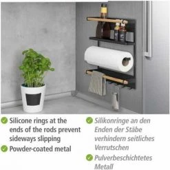 WENKO Etagère Magnétique Réfrigérateur Magna, Avec étagère Porte épice, Dérouleur Sopalin Magnétique Et Crochets Suspension Ustensiles De Cuisine, Métal - Bambou, 33x34x8 Cm, Noir 10 WENKO Etagère Magnétique Réfrigérateur Magna, Avec étagère Porte épice, Dérouleur Sopalin Magnétique Et Crochets Suspension Ustensiles De Cuisine, Métal - Bambou, 33x34x8 Cm, Noir -WENKO Soldes 34038647 4