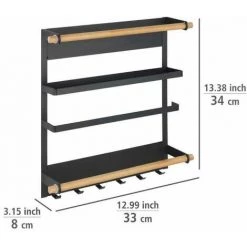 WENKO Etagère Magnétique Réfrigérateur Magna, Avec étagère Porte épice, Dérouleur Sopalin Magnétique Et Crochets Suspension Ustensiles De Cuisine, Métal - Bambou, 33x34x8 Cm, Noir 11 WENKO Etagère Magnétique Réfrigérateur Magna, Avec étagère Porte épice, Dérouleur Sopalin Magnétique Et Crochets Suspension Ustensiles De Cuisine, Métal - Bambou, 33x34x8 Cm, Noir -WENKO Soldes 34038647 5