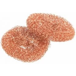 WENKO Eponge Cuivre, Grattoir Vaisselle Cobi, Lot De 2 éponges En Cuivre Pour Un Nettoyage Doux Et Sans Rayures Contre Les Salissures Tenaces, Cuivre, Ø 9 X 2,2 Cm