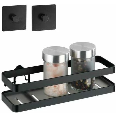 WENKO Etagère à épices Murale Noire Gala, étagère Murale Cuisine Fixation Sans Perçage Avec Adaptateur Turbo-Loc® Inclus, Acier, 22x5,5x7 Cm, Noir Mat 3 WENKO Etagère à épices Murale Noire Gala, étagère Murale Cuisine Fixation Sans Perçage Avec Adaptateur Turbo-Loc® Inclus, Acier, 22x5,5x7 Cm, Noir Mat