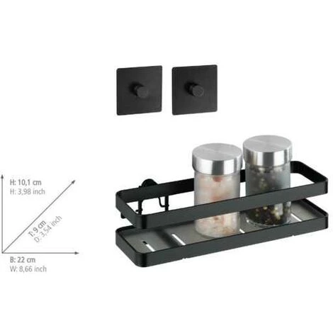 WENKO Etagère à épices Murale Noire Gala, étagère Murale Cuisine Fixation Sans Perçage Avec Adaptateur Turbo-Loc® Inclus, Acier, 22x5,5x7 Cm, Noir Mat 7 WENKO Etagère à épices Murale Noire Gala, étagère Murale Cuisine Fixation Sans Perçage Avec Adaptateur Turbo-Loc® Inclus, Acier, 22x5,5x7 Cm, Noir Mat – Image 5