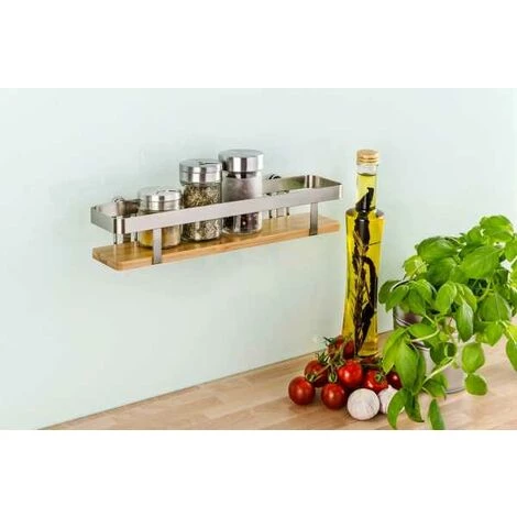 WENKO Etagère à Epices Murale Premium, Etagère Murale Cuisine Fixation Sans Perçage Avec Adaptateur Turbo-Loc® Inclus, Métal - Bambou, 22x5,5x7 Cm, Brillant - Marron 6 WENKO Etagère à Epices Murale Premium, Etagère Murale Cuisine Fixation Sans Perçage Avec Adaptateur Turbo-Loc® Inclus, Métal - Bambou, 22x5,5x7 Cm, Brillant - Marron – Image 4