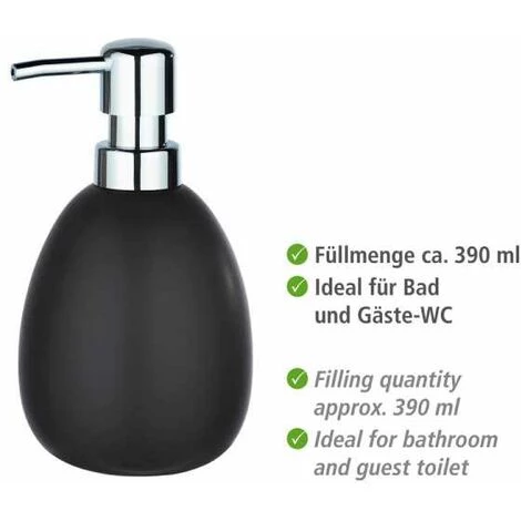 WENKO Set Accessoires Salle De Bain, Distributeur Savon Liquide, Porte Brosse à Dent, Brosse WC, Céramique, Polaris Noir Mat 7 WENKO Set Accessoires Salle De Bain, Distributeur Savon Liquide, Porte Brosse à Dent, Brosse WC, Céramique, Polaris Noir Mat – Image 5